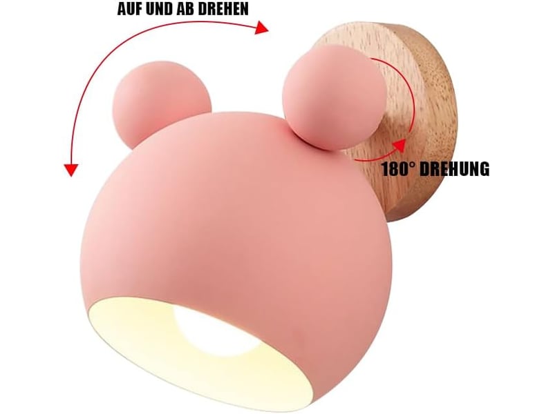  Lumière murale créative d'ours,lampe murale moderne e27 pour intérieur avec tête réglable rose  - Conforama A