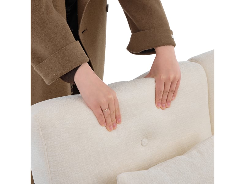 Canapé convertible 3 places, tissu chenille beige avec coffre de rangement, dossier réglable et tiroirs pour salon moderne, 217 cm - Conforama E