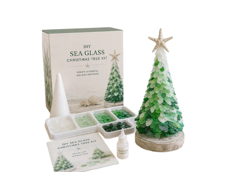  Kit diy arbre de noël en verre de mer – série b, décoration à réaliser soi-même  - Conforama A
