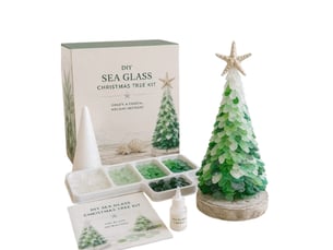 Kit diy arbre de noël en verre de mer – série b, décoration à réaliser soi-même