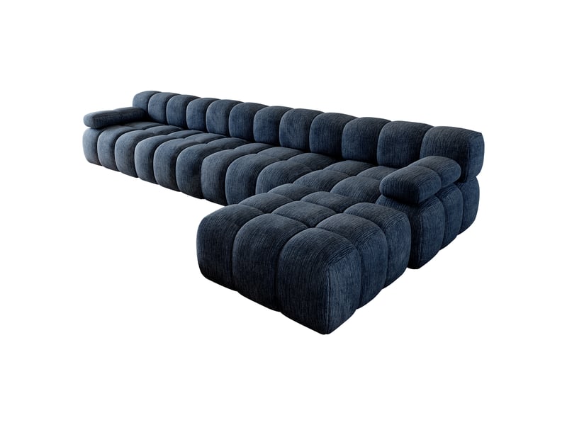  Canapé d'angle en l bleu 400 cm, assise en mousse, sans montage  - Conforama D