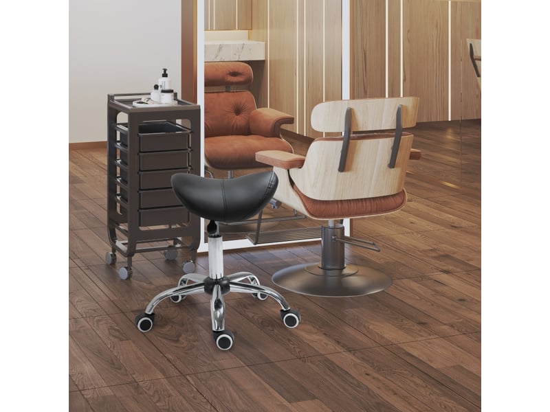  Tabouret de bureau selle,49x61 cm,avec roulettes hauteur réglable,similicuir,noir  - Conforama B