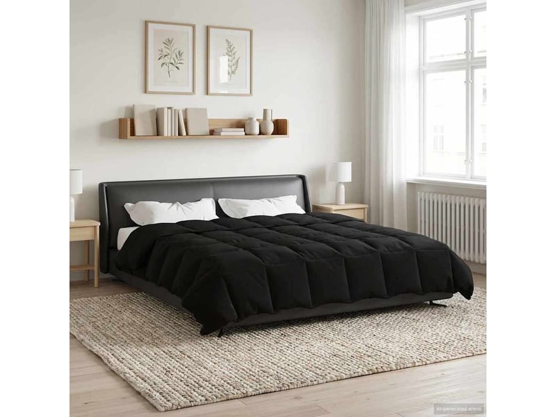  Couette - duvet d'été 220 x 260 cm été microfibre (100% polyester) noir  - Conforama D