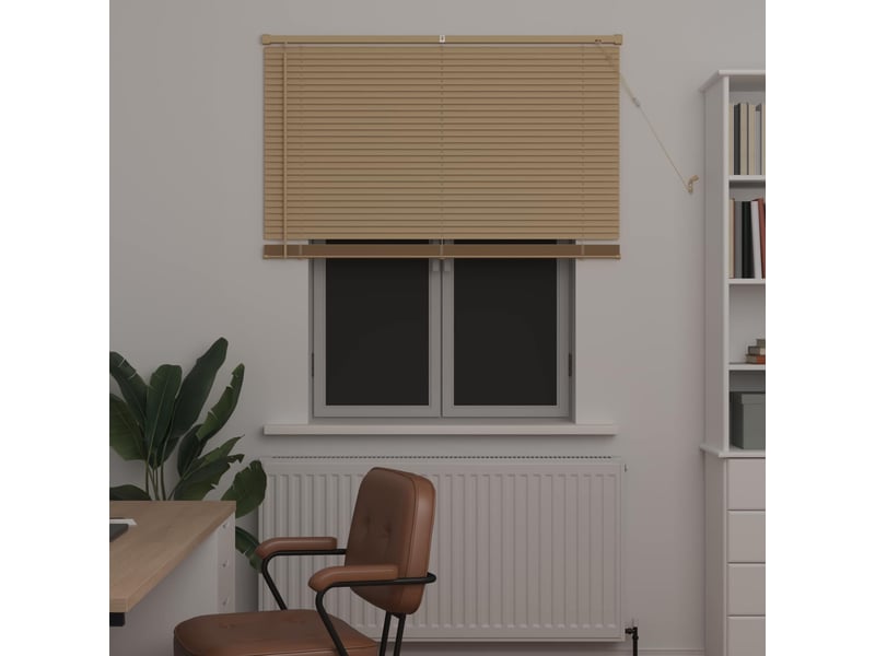 Store vénitien, store de fenêtre marron clair avec motif 150 x 110 cm 25 mm pvc cf47929 - Conforama C