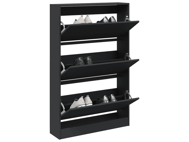 Meuble à chaussure, armoire à chaussures noir 80x21x125,5 cm bois d'ingénierie  - Conforama B