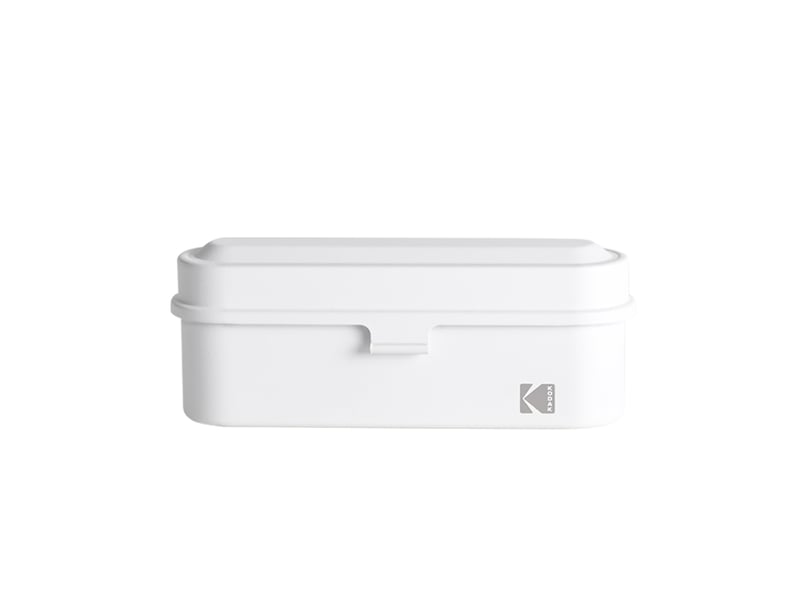 Kodak film case (135) - boîtier compact en acier pour 5 rouleaux de film 135 mm, capot amovible, design années 70, protection poussière et humidité - blanc - Conforama B