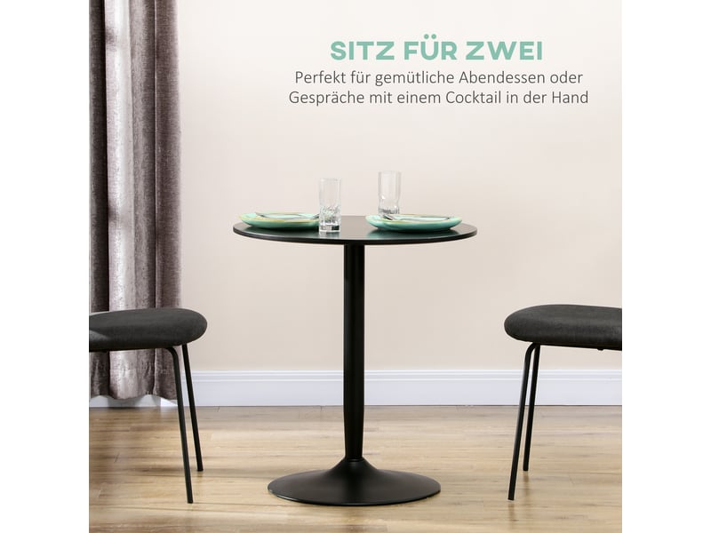  Table de salle à manger ronde 2 places gain de place - lpospi - pied en acier, mdf laqué noir ø70 × 75 cm  - Conforama E