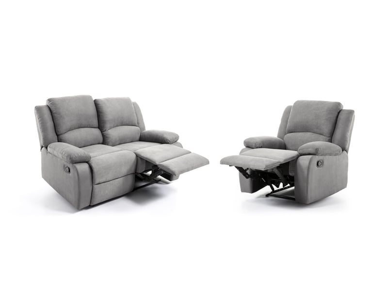 Relaxxo - ensemble canapé relax manuel leo 2 places + fauteuil manuel en microfibre - gris RELAXXO - Conforama A
