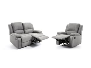 Canapé droit relax manuel LOUNGITUDE RELAXXO 2 + 1 places Microfibre gris