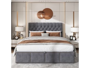 Lit coffre 180x200 cm coloris gris