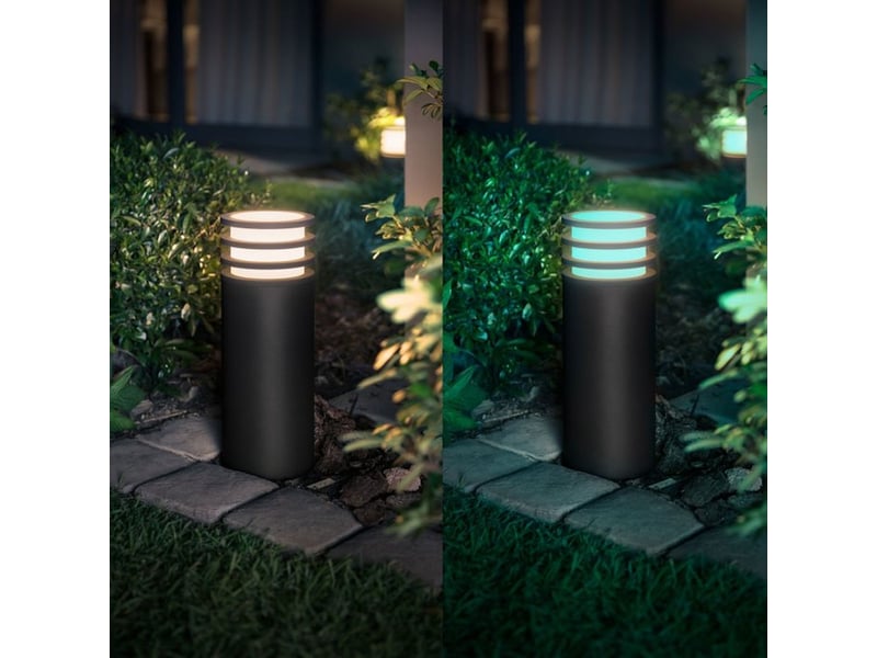 Eclairage exterieur smart potelet lucca ip44 anthracite 1 ampoule e27 8,1 w couleur 929004308501 - Conforama B