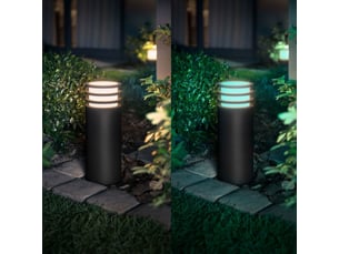 Eclairage exterieur smart potelet lucca ip44 anthracite 1 ampoule e27 8,1 w couleur