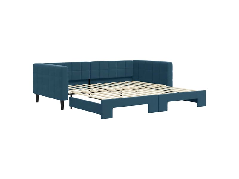 Lit simple- lit adulte - lit de jour avec gigogne sans matelas bleu 100x200 cm - Conforama A