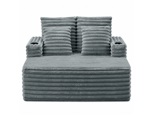 Canapé méridienne oversize en fausse fourrure marron avec porte-gobelet, sans montage