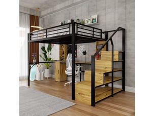 Lit mezzanine 140x200 cm WISHDOR coloris noir