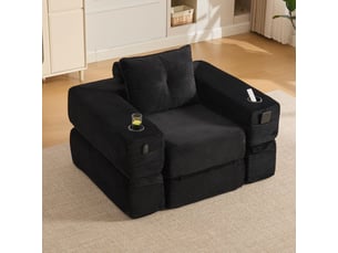 Canapé assise en mousse haute densité et ressorts assise stable dans le temps poche latérale intégrée porte-gobelet intégré accoudoir fermeture éclair livré sous vide montage facile