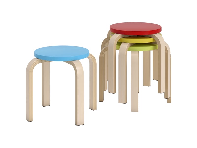 Lot de 4 tabourets empilables,36x36x30 cm,contreplaqué de bouleau,multicolore - Conforama D