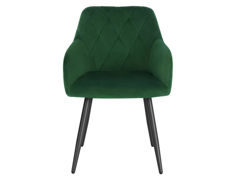  Chaise de salle à manger avec accoudoirs en velours vert foncé  - Conforama A
