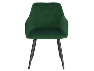 Chaise de salle à manger avec accoudoirs en velours vert foncé
