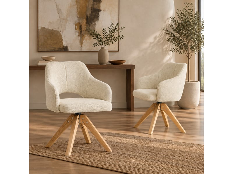  Lot de 2 chaises de salle à manger pivotantes 360° en tissu evryae  - Conforama C