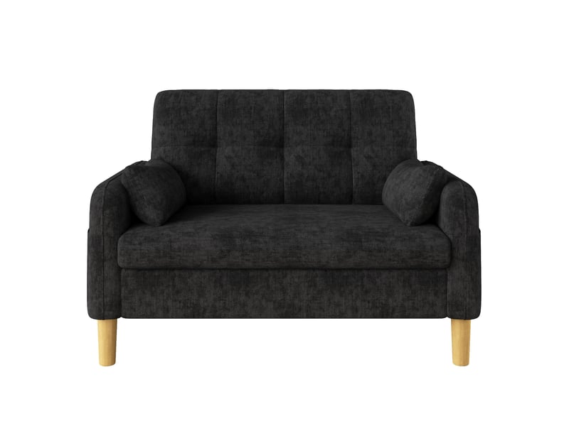  Canapé 2 places tcqpz 119 x 78 x 85 cm en chenille gris avec 2 coussins et poche latérale  - Conforama A