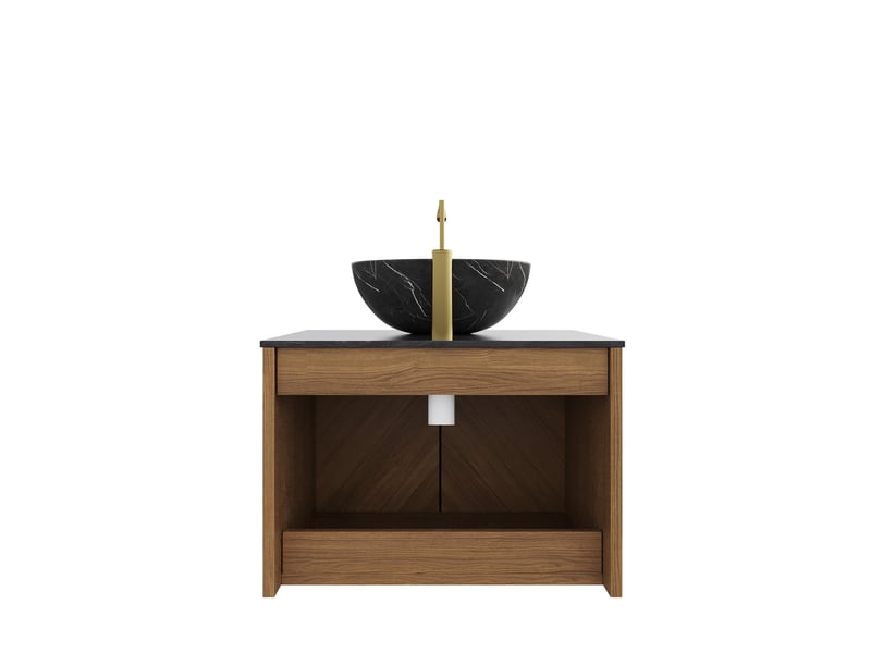  Meuble vasque mural 76x50 cm 2 portes noir chêne brun  - Conforama D