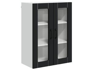 Meuble mural de cuisine, cabinet en verre mural noir 60x31x80cm shl9675