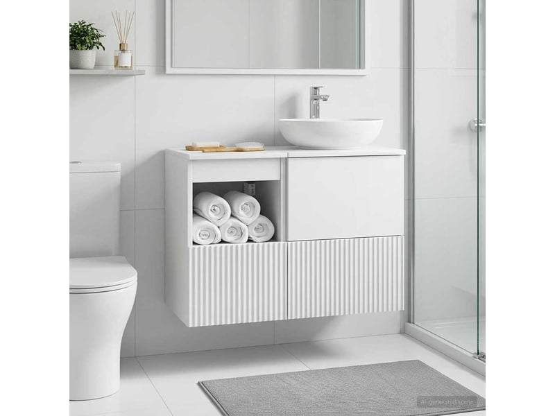  Armoire de salle de bain, meuble de rangement blanc brillant 30x41x50 cm  - Conforama B