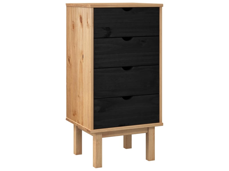  Commode, armoire à tiroirs bureau otta noir 45x39x90 cm bois de pin massif  - Conforama A