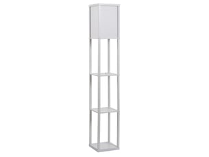 Lampadaire avec compartiments de rangement, lampe moderne en bois, ampoule e27, pour salon, chambre, bureau, blanc