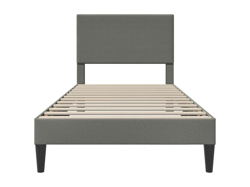  Lit simple- lit adulte -  cadre de lit gris clair 80 x 200 cm tissu en velours côtelé  - Conforama C