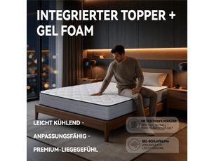 Matelas 180x200 cm <strong></strong>  <strong></strong> Ressorts ensachés + mousse soutien Medium épaisseur 20 cm
