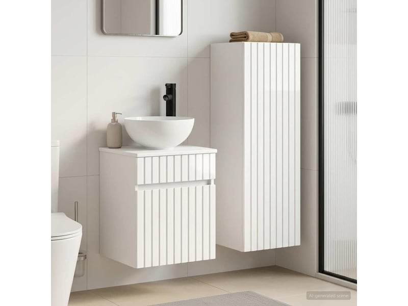Ensemble de mobilier de salle de bain 2 pcs blanc brillant shl6479 - Conforama B