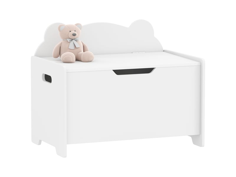  Coffre à jouets en bois en forme d'ours, capacité de 20 kg, 60 x 38 x 48 cm, blanc  - Conforama A