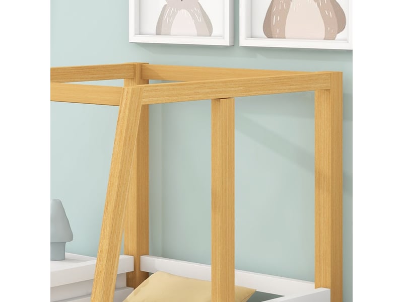 Lit bébé 90x200 cm forme voiture avec roues mdf pin blanc naturel 29675657WAA - Conforama E