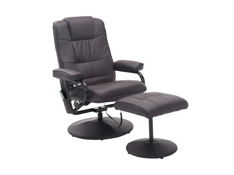  Fauteuil relax massant pivotant,avec repose-pieds,similicuir,marron  - Conforama A