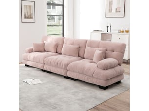 Canapé droit compressé fixe HAVRYA  3 places Tissu rose