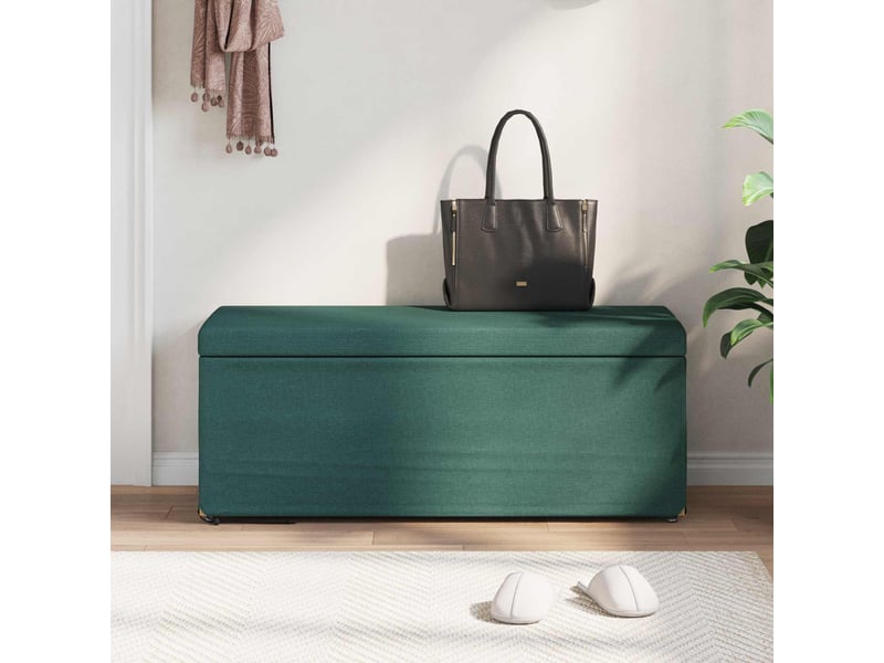  Tabouret bas, ottoman vert foncé 101x41x40 cm tissu et bois stratifié  - Conforama C