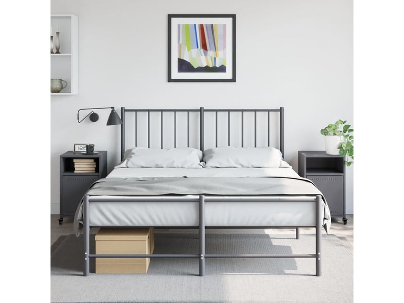  Lot de 2 tables de chevet - cabinet de chevet - table de nuit anthracite 36x39x59 cm acier  - Conforama B