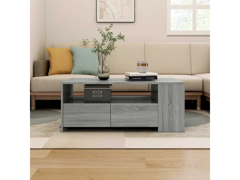  Table basse - table de salon - table à thé sonoma gris 102x55x42 cm bois d'ingénierie  - Conforama B