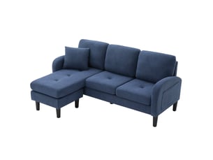 Canapé d'angle modulable avec méridienne 166 x 118 x 77 cm - canapé 3 places compact en velours côtelé