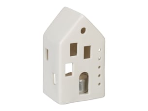 Photophore en forme de maison ambiance cosy déco intérieur 18 x 12 x 12 cm en porcelaine blanche 13_0015194