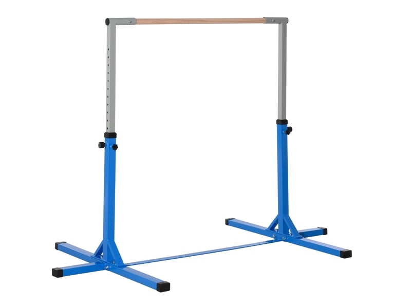  Barre de gymnastique enfant réglable 13 hauteurs en acier et bois, bleue, jusqu'à 75 kg, intérieur extérieur  - Conforama A