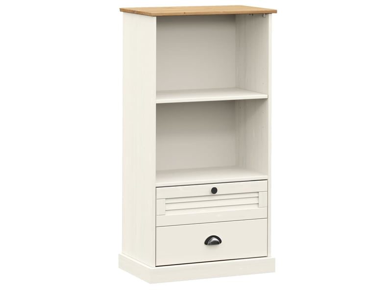 Bibliothèque, meuble de rangement salon vigo blanc 60x35x114,5 cm bois massif de pin  - Conforama A