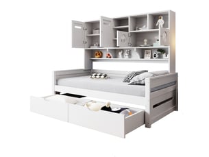 Lit banquette 90x200 cm <strong>SAPGAKS</strong> <strong></strong> coloris blanc