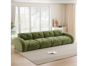 Canapé modulable,358x95x76 cm,4 places sans montage,chenille,verte
