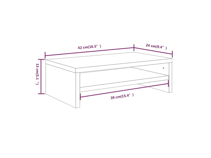  Support de moniteur sonoma 42 x 24 x 13 cm bois d'ingénierie gris 02_0029227  - Conforama D