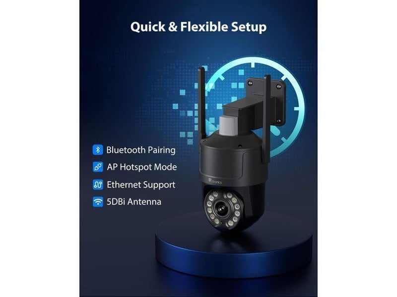  Caméra de sécurité extérieure ptz dôme 4k wifi double bande avec détection ia, projecteur couleur et sirène 149519_AABJY29593_6_DROPFR - Conforama D
