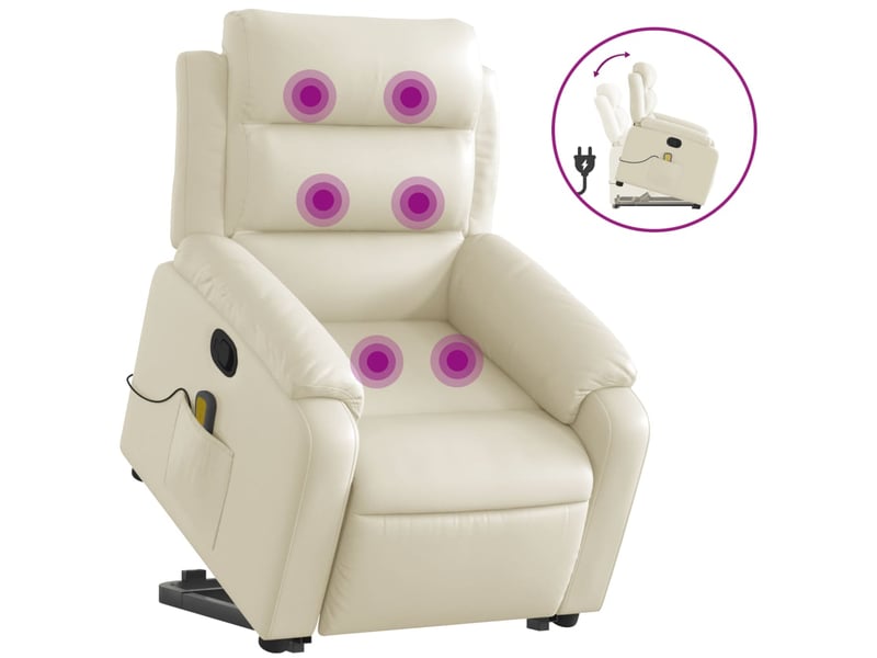  Fauteuil de bureau, fauteuil inclinable de massage crème similicuir  - Conforama A