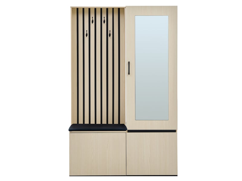  Vestiaire d'entrée avec miroir banc et tringle extensible en mdf coloris bois GL38123N-1 - Conforama A